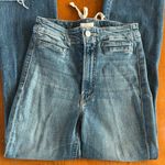MOTHER laced hustler women’s Blue Ankle Cropped Jeans w Distressed Details sz 24 Photo 9