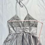 Fiesta Fashion Fiesta Sparkly Glitter Silver Metallic Deep V Halter Mini Homecoming Dress - S Photo 13