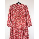 Maeve Anthropologie  Dress Red Melina Maxi Floral V Neck Long Sleeve Boho Small Photo 10