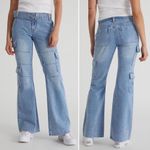 PacSun Light Blue Low Rise Cargo Flare Jeans Size 28 | 6 Y2K Grommet Pac Sun Photo 4