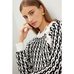 Derek Lam Collective Button Shoulder Geometric Knit Crewneck Sweater Size Medium Photo 4