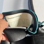 Black Deertan Cowhide Leather Tote Bag Teal Trim Classic Minimalist Purse Photo 7