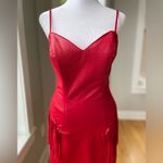 Vintage New Leaf Cherry Red Faux Leather Bodycon Corset Fringe Mini Dress Sz 3/4 Photo 10