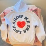 Talentless la show me the love white red heart black letter oversized hoodie sweatshirt Photo 4