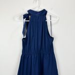 J.Crew Poplin Halter Neck Mini Dress Navy Cotton Bow Pockets Tiered US 10 NWT Photo 13