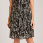 Robbie Bee NWT Black Abstract Dot Pleated Chiffon Dress Whimsy Festival Size 14 Photo 0