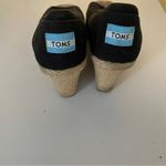 Toms Women's Black Twill Classic Wedge Sandals Cork Heel Peep Toe Shoes Size 8 Photo 7