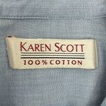 Karen Scott | S | VINTAGE Pumpkin Embroidered Cotton Chambray Button-Down Shirt Photo 6
