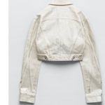 ZARA NWT  Women's Silver Metallic Shiny Cotton Crop  Jacket Bloggers Fave Photo 5