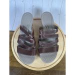 Crocs Leigh-Ann Leather Strap Mini Wedge Women's Size 9 Brown Comfort Sandals Photo 3