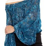 Free People Ginger Berry Sheer Top Burnout Velvet Women’s Medium Midnight Lagoon Photo 1