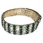 Elegant Green and white rhinestone stretchy wide wrist bracelet . New Photo 3
