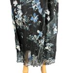 Komarov Dress Black Abstract Floral Crinkle Overlay Midi Dress Womens Large Photo 5