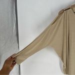 JM Collection Metallic Gold Stretch Jersey Liquid Knit V-Neck Batwing Top Size S Photo 2