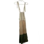 Luxology  Tan, Cream, Green Colorblock Tiered Tied Straps Maxi Dress Medium Photo 1