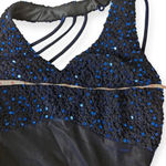 Betsy and Adam Y2K Prom Dress Iridescent Blue Sparkly Strappy Floor-Length Formal Gown 2000s Photo 7