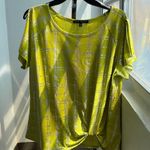 Como Black NWT  Lime Green & Silver Twist tie Bottom Blouse Photo 1