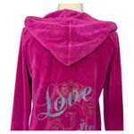 Juicy Couture Vintage Y2K  Pink Velour Metallic Glitter Zip Up Hoodie Jacket Sz L Photo 7