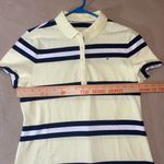 Tommy Hilfiger  Yellow and Blue Striped Polo Shirt woman’s size Large preppy Photo 4