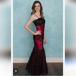 Vintage Beaded Maxi Mermaid Formal Dress whimsigoth y2k Black Red Dress Med Photo 1