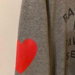 Basketball Is My Favorite Season Crew Neck Sweatshirt Hearts on Elbows Gray Size L Photo 1