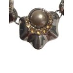 Talbots Silver Tone Necklace Collar Ruffle Chunky Champagne Faux Pearls Adj 17" Photo 1