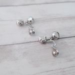 Vintage Eisenburg Clip On Earrings Stylish Two Clear Gem & Silver Tone Dangle Photo 4