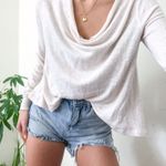 Free People White Glitter Stripe Cowl Neck Knit Top Photo 0