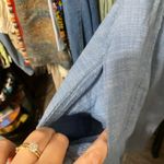 Gap Chambray Denim Short Cap Sleeve V Neck Wrap Light Blue Midi Dress Size 10 Photo 6