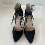 Jessica Simpson Cena Lace Up Black Suede Pointy Toe Heels Women's Size 8 Photo 1