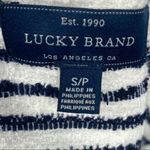 Lucky Brand  Blue White Striped Textured Tweed Tank Top Small Coastal Boho Photo 4