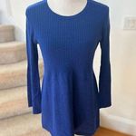 Tyler Boe Cobalt Royal Blue Bell Sleeve Peplum Ribbed Turtleneck Sweater Size M Photo 0