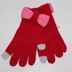 Kate Spade Colorblock Bow Gloves Pink Red Knit Photo 1