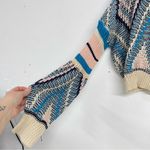 En Crême En Crème Cream & Blue Argyle Knit Sweater Balloon Sleeves Womens M Chunky Fall Photo 2