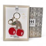 Haute Hippie Style Red Cherry Bag‎ Charm Keychain Hand Beaded Gold Photo 1
