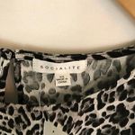 Socialite NEW NWT Tie Blouse Leopard Cheetah Animal Black Gray Short Sleeve Top Photo 4