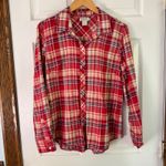 Lucky Brand  Plaid Button Down Shirt Long‎ Sleeve Casual Red Size M Photo 5