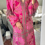 Farm Rio NWT  Pink Floral Glam Scarf Long Sleeve Maxi Dress Photo 0