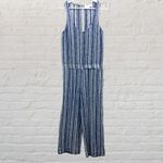 Cloth & Stone Cloth Stone S Linen Rayon Stripe Jumpsuit Blue White Cutout Back Tie π Photo 2