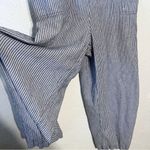 Old Navy Jumpsuit Womens Navy Blue Stripe Linen Blend Romper SZ L Photo 6