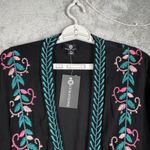 Curations Kimono Duster M Petite Black Embroidered Tunic Bohemian Resort Travel Size undefined Photo 3