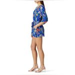 Yumi Kim Liz Romper in Blue Floral Print 100% Silk XS Photo 2