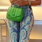 ZARA PRINTED PANTS Mid-rise Wide Leg Blue NEW Photo 0