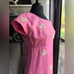 Vintage handmade 50/60s pink beaded cap sleeve formal maxi dress, size small Photo 3
