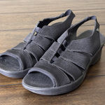 Bzees  Finale Sandals Woman's Size 11 M Elastic Strappy Black Wedge Shimmer Shoes Photo 0