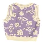 Purple White Cropped Sleeveless Mushroom Design Sweater VestWomen's Size Large Purple Photo 1