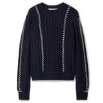 La Ligne New York Cable Knit Fisherman Sweater Navy Blue Size XS 100% Wool Photo 6