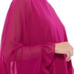 Mac Duggal 55407 High Neck Ruffle Cape Fuchsia (Pink) Chiffon Mini Dress, Size 8 Photo 2
