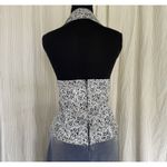 Patra Evening Gown 14 Silver Metallic Halter Top Chiffon Skirt Formal Dress USA Photo 4