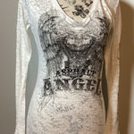 ASPHALT ANGELS SHEER BIKER LONG SLEEVE TEE WHITE V Photo 0